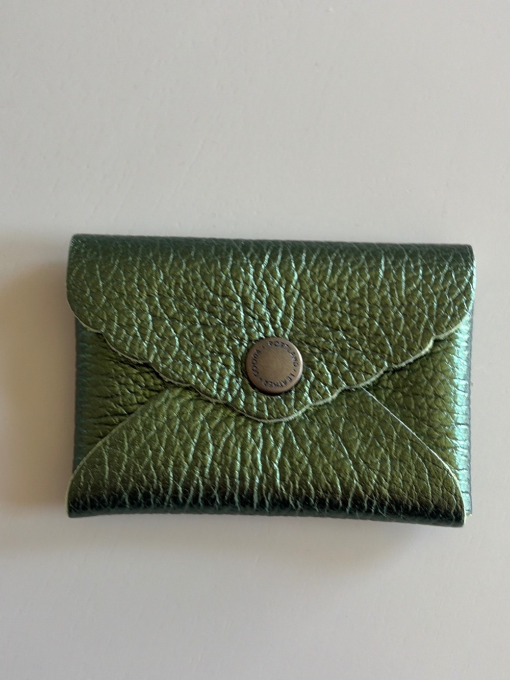 Portland Leather Mini Daisy Wallet Metallic Greech NWOT